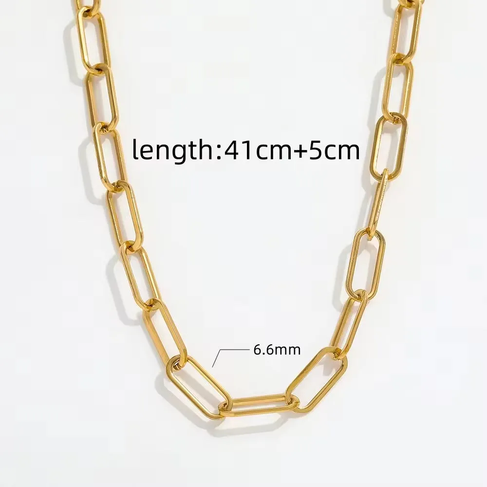 18K Gold-Filled Paperclip Chain Necklace For Women