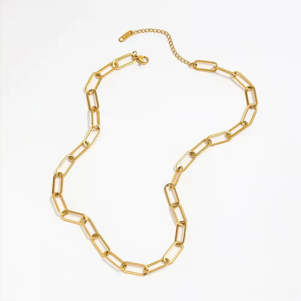 18K Gold-Filled Paperclip Chain Necklace For Women