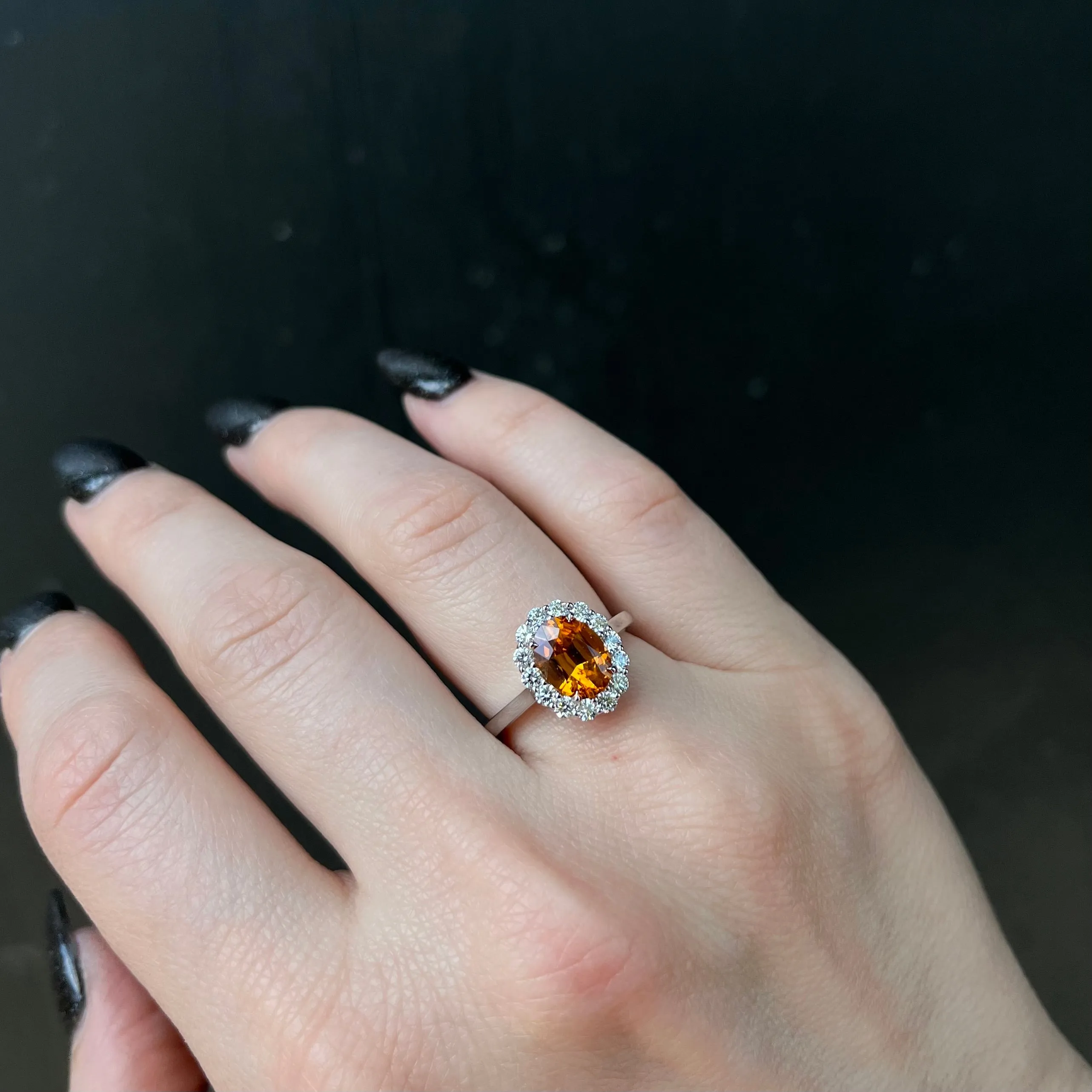 18K White Gold 2.28 Carat Garnet and Diamond Ring