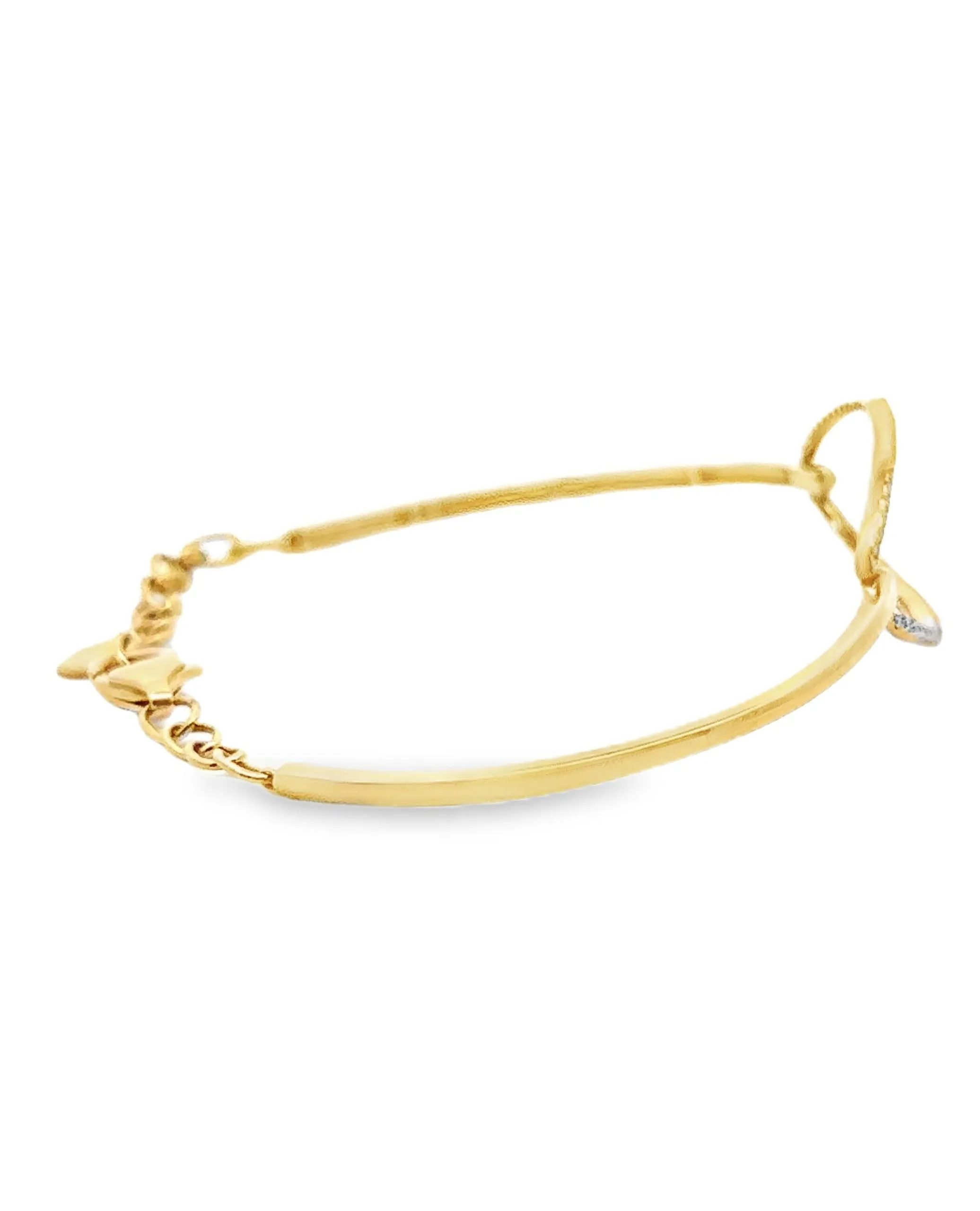 18K Yellow Gold Oval Diamond Bangle