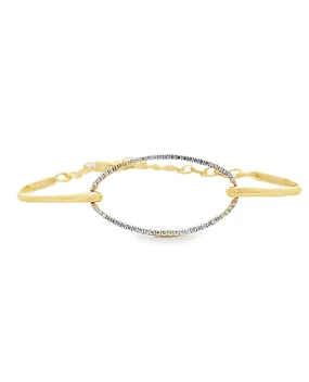 18K Yellow Gold Oval Diamond Bangle