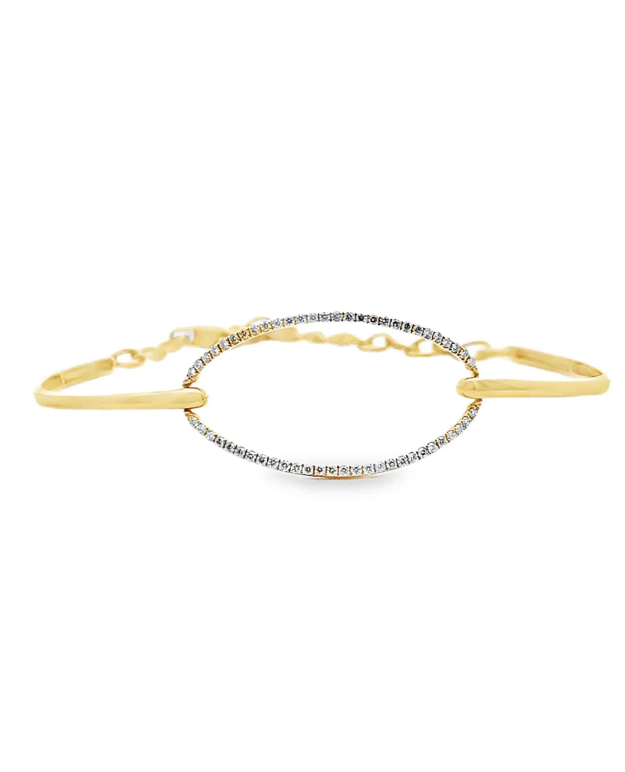 18K Yellow Gold Oval Diamond Bangle