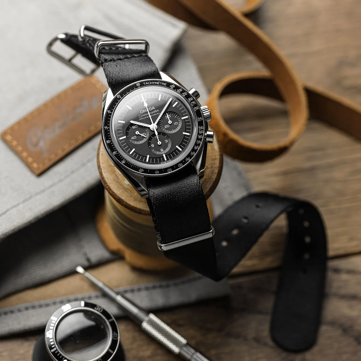 1973 British Military Watch Strap: ARMOURED - Black, Satin