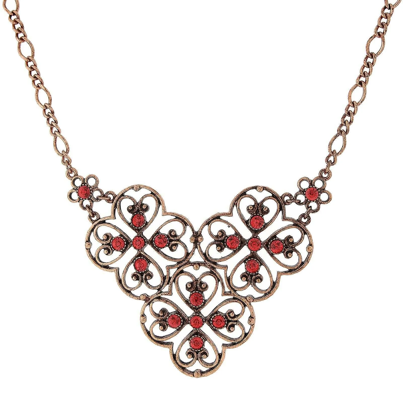 2028 Jewelry Coral Orange Filigree Bib Necklace 16"   3" Extender