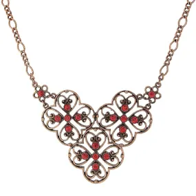 2028 Jewelry Coral Orange Filigree Bib Necklace 16"   3" Extender