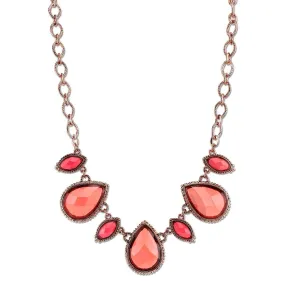 2028 Jewelry Pink-Orange And Raspberry Color Collar Necklace 16"   3" Extender