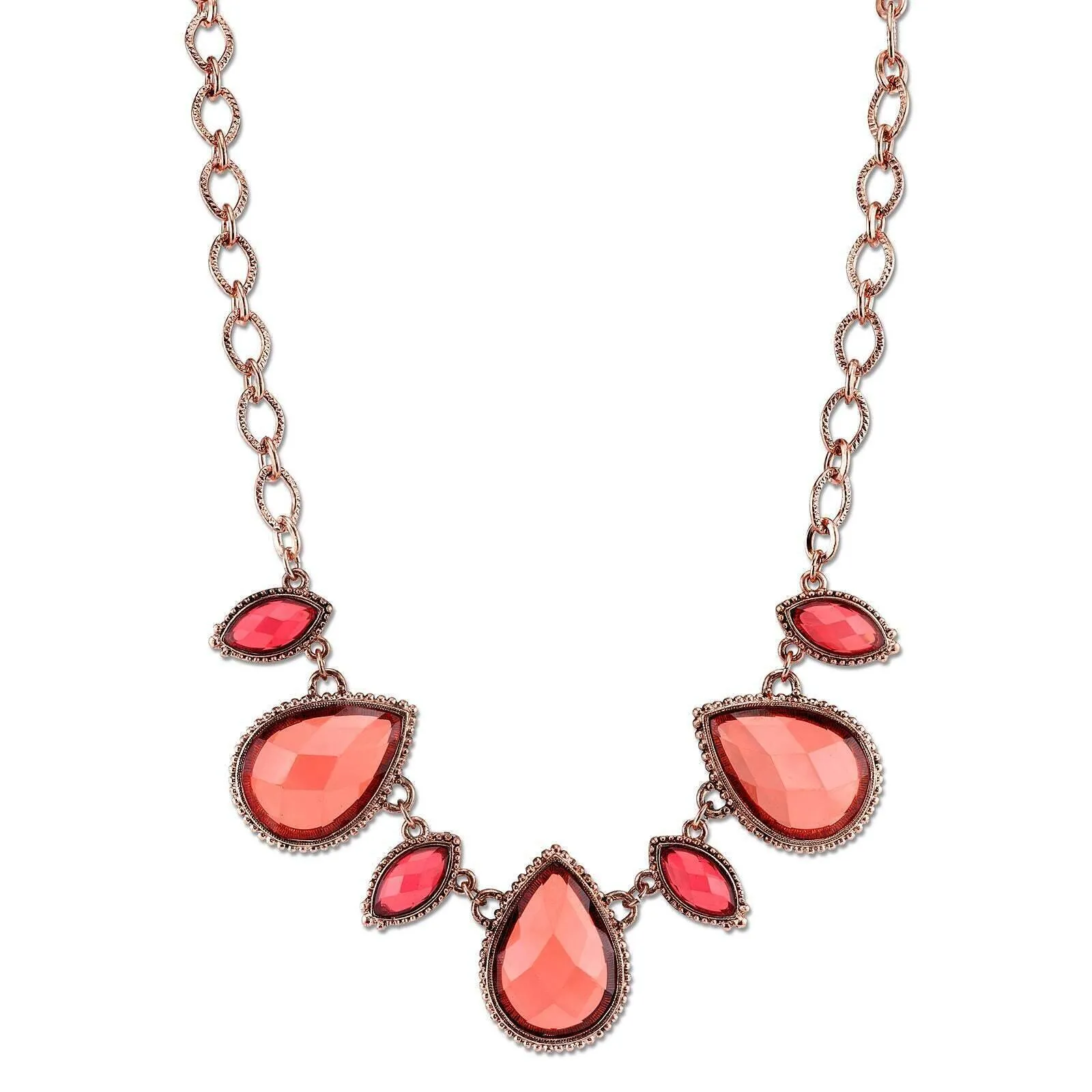 2028 Jewelry Pink-Orange And Raspberry Color Collar Necklace 16"   3" Extender