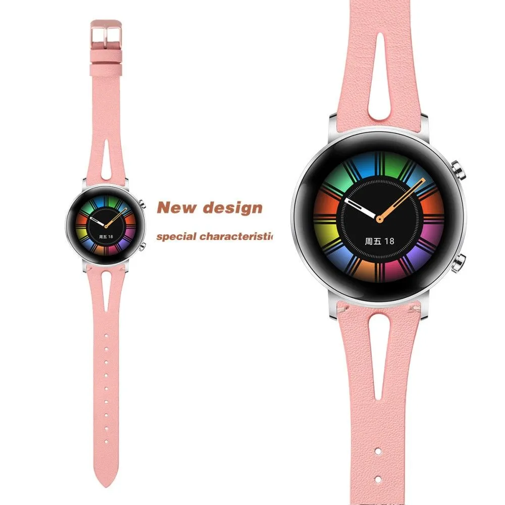 20mm Universal simple genuine leather watch strap - Pink