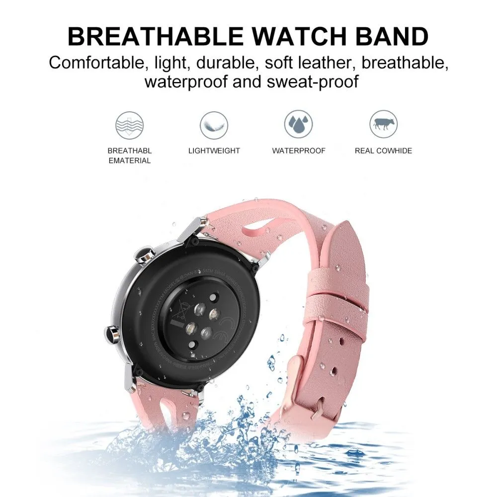 20mm Universal simple genuine leather watch strap - Pink
