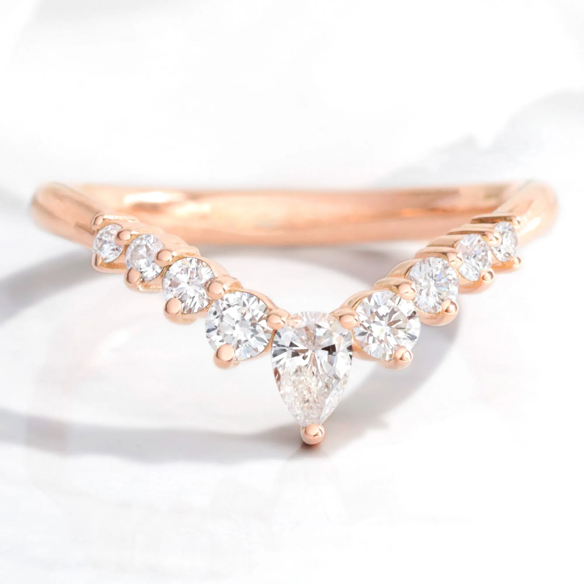 2.18 Ct. Oval Lab Diamond 3 Stone Ring Set w/ Wishbone Wedding Band in Flora Setting