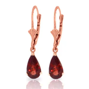 2.45 Carat 14K Solid Yellow Gold Leverback Earrings Garnet