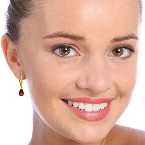 2.45 Carat 14K Solid Yellow Gold Leverback Earrings Garnet