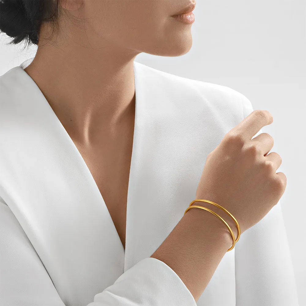 24Kt Gold Double Banded Arrow Bangle