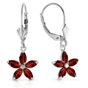 2.8 Carat 14K Solid White Gold Will To Love Garnet Earrings