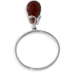 3 Carat 14K Solid White Gold Ring Dangling Briolette Garnet