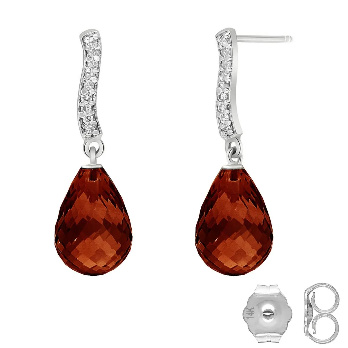 4.78 Carat 14K Solid White Gold You're In The Wind Garnet Diamond Earrings