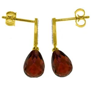 4.78 Carat 14K Solid Yellow Gold Adore Garnet Diamond Earrings