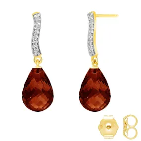 4.78 Carat 14K Solid Yellow Gold Adore Garnet Diamond Earrings