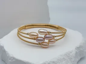 7mm Multicolor Freshwater 6-Pearl Bangle