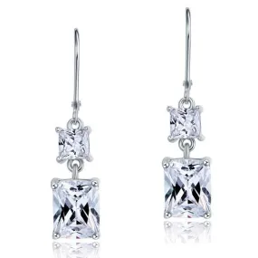 8 Carat Princess Cut Simulated Diamond Dangle Drop 925 Sterling Silver Earrings