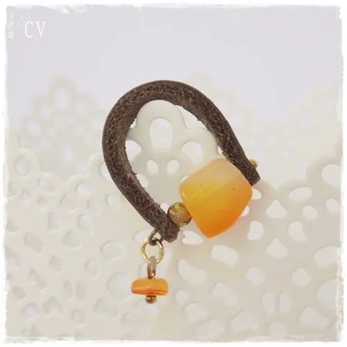 Agate Stone Leather Ring