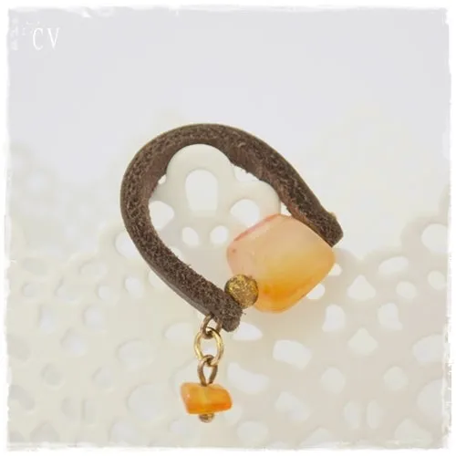 Agate Stone Leather Ring