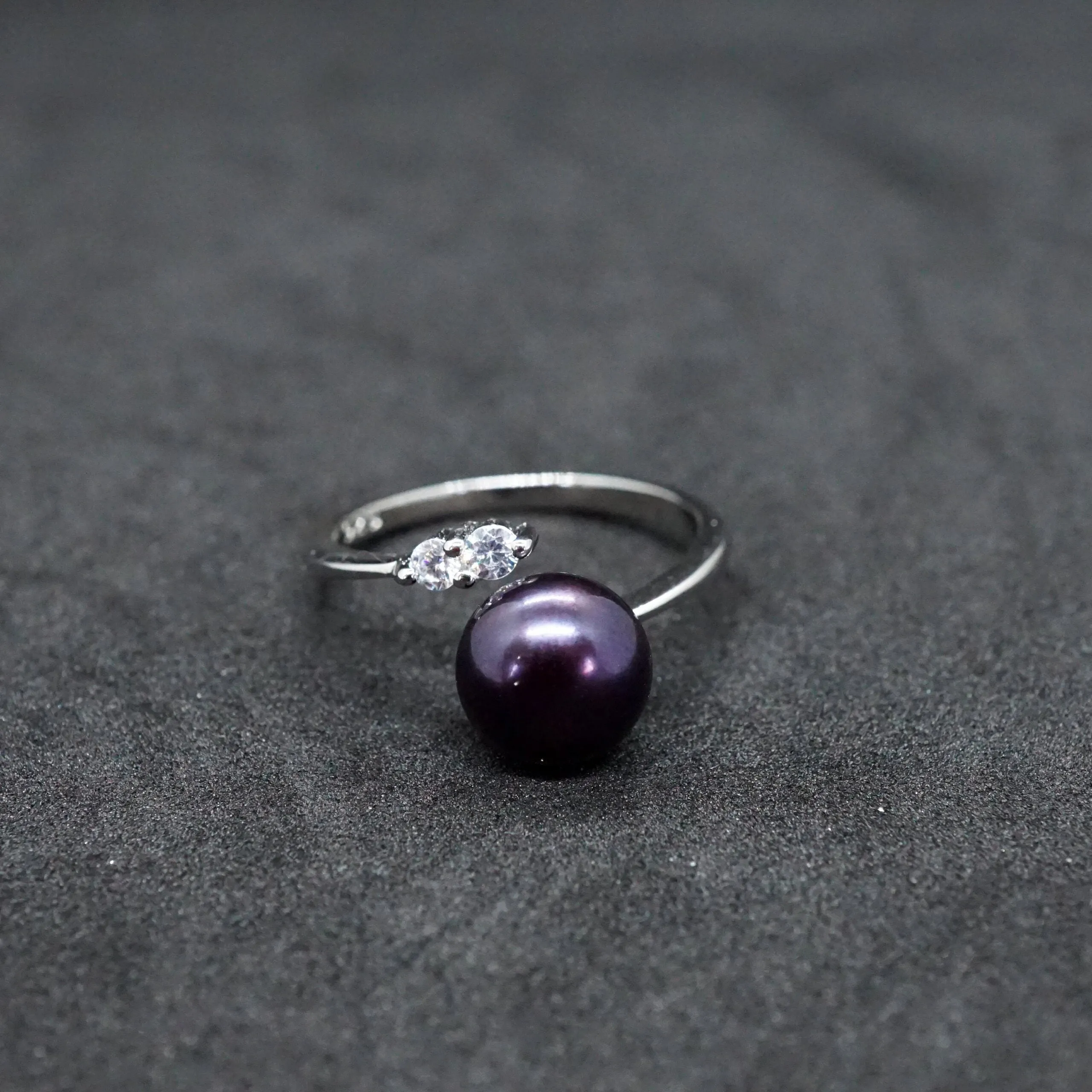 Alice X - Fresh water white pearl and CZ ring