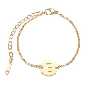 Alphabet Bracelet Gold Plated - Letter E