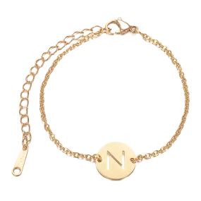 Alphabet Bracelet Gold Plated - Letter N
