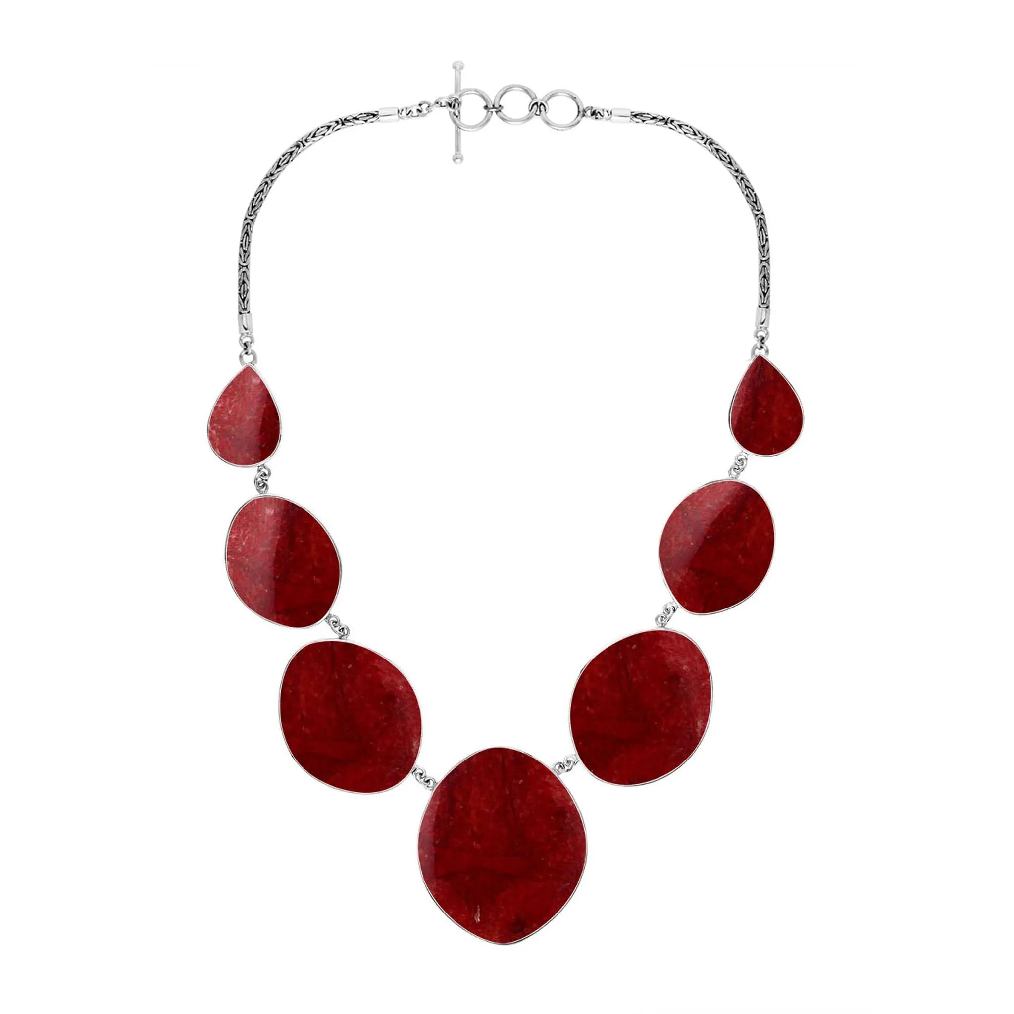 AN-1021-CR Sterling Silver Necklace With Coral