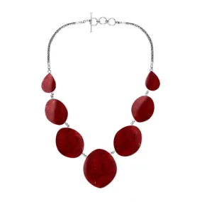 AN-1021-CR Sterling Silver Necklace With Coral