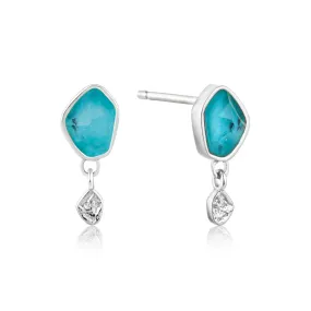 Ania Haie Sterling Silver mineral Turquoise Drop Stud Earrings