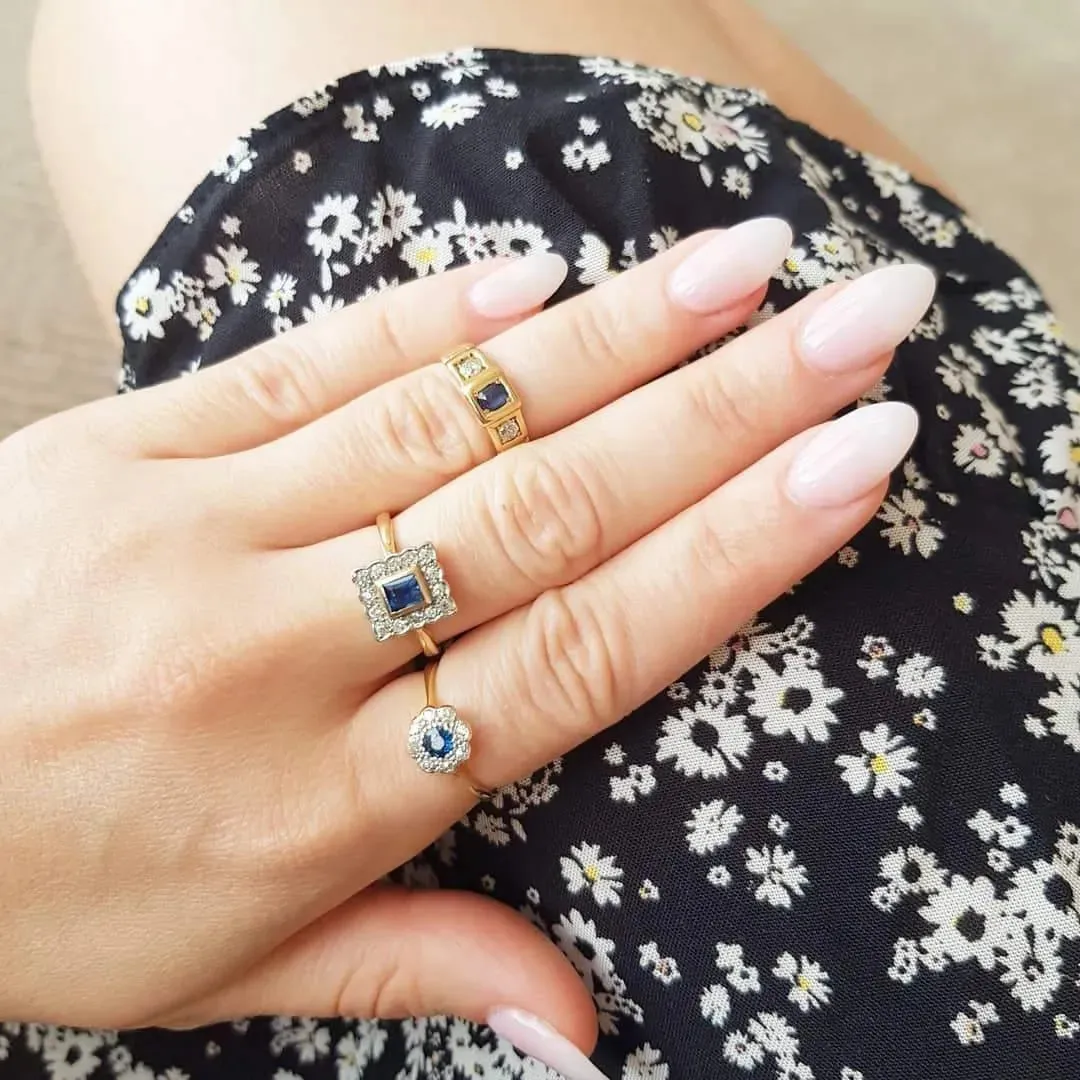 Antique Victorian 1880 Sapphire 18ct Gold Diamond Ring