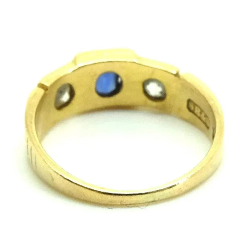 Antique Victorian 1880 Sapphire 18ct Gold Diamond Ring