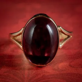 Antique Victorian 6ct Cabochon Garnet Ring 9ct Gold Circa 1900