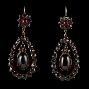 Antique Victorian Garnet Earrings 9Ct Gold Circa 1880