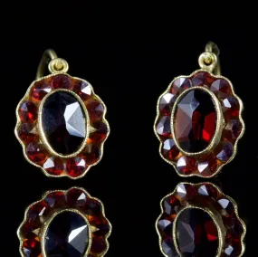 Antique Victorian Garnet Earrings Garnet Gold Circa 1900