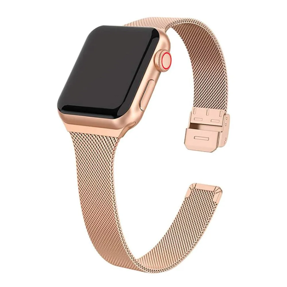 Apple Watch (38/40/SE/41/42mm) Tech-Protect Thin Milanese Rustfri Stål Rem - Guld