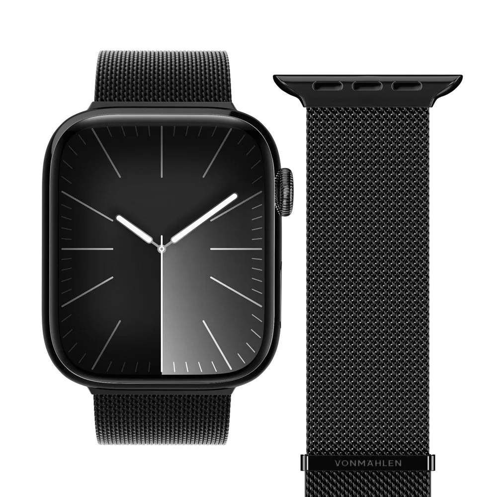 Apple Watch (38/40/SE/41/42mm) Vonmählen Milanese Loop 2 Rustfri Stål Rem - Sort