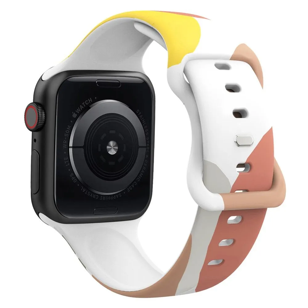 Apple Watch (41mm) morandi silicone watch strap - Morandi Yellow / White / Peach