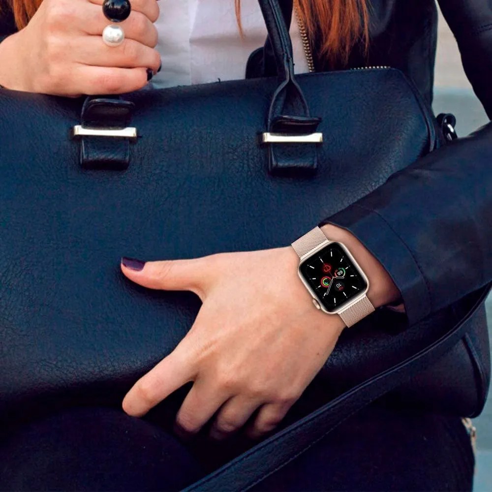 Apple Watch (42/44/SE/45/46/49mm) Tech-Protect Milanse Band Rustfri Stål Rem - Stålfarvet