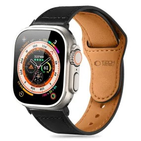 Apple Watch (42/44/SE/45/46/49mm) Tech-Protect Naturalfit Ægte Læder Urrem - Black