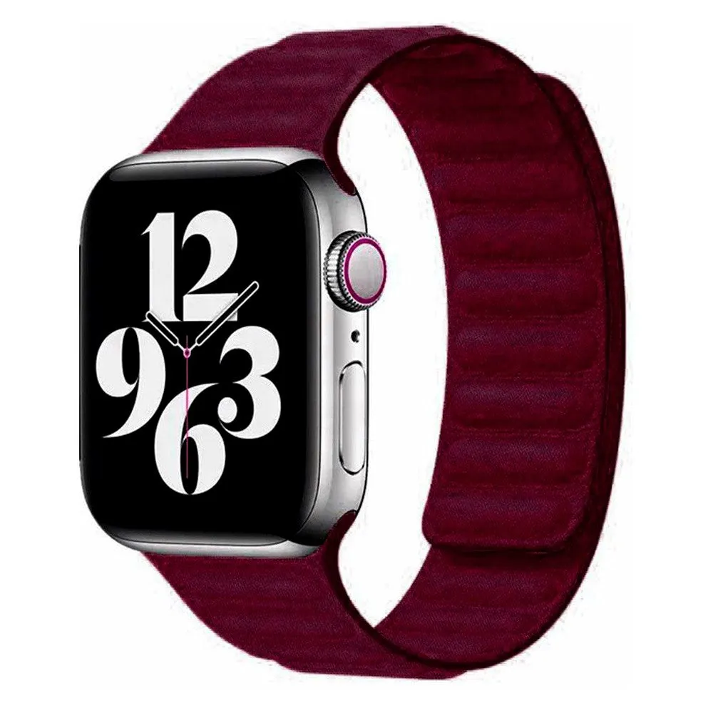 Apple Watch (42/44/SE/45/49mm) Lippa Magnetisk Finewoven Rem - Vinrød