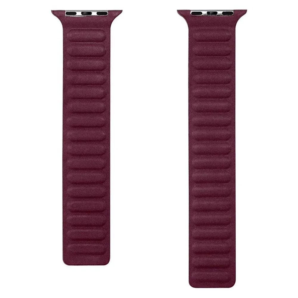 Apple Watch (42/44/SE/45/49mm) Lippa Magnetisk Finewoven Rem - Vinrød