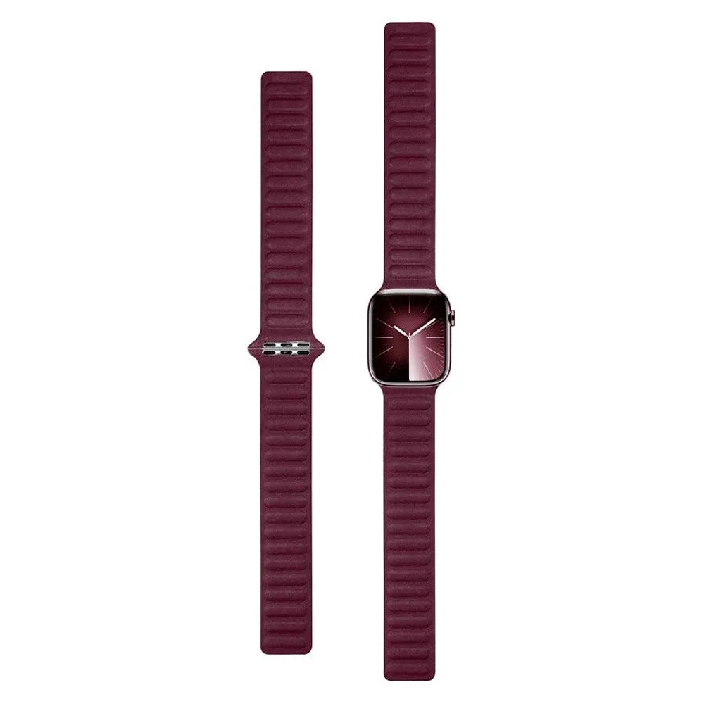 Apple Watch (42/44/SE/45/49mm) Lippa Magnetisk Finewoven Rem - Vinrød