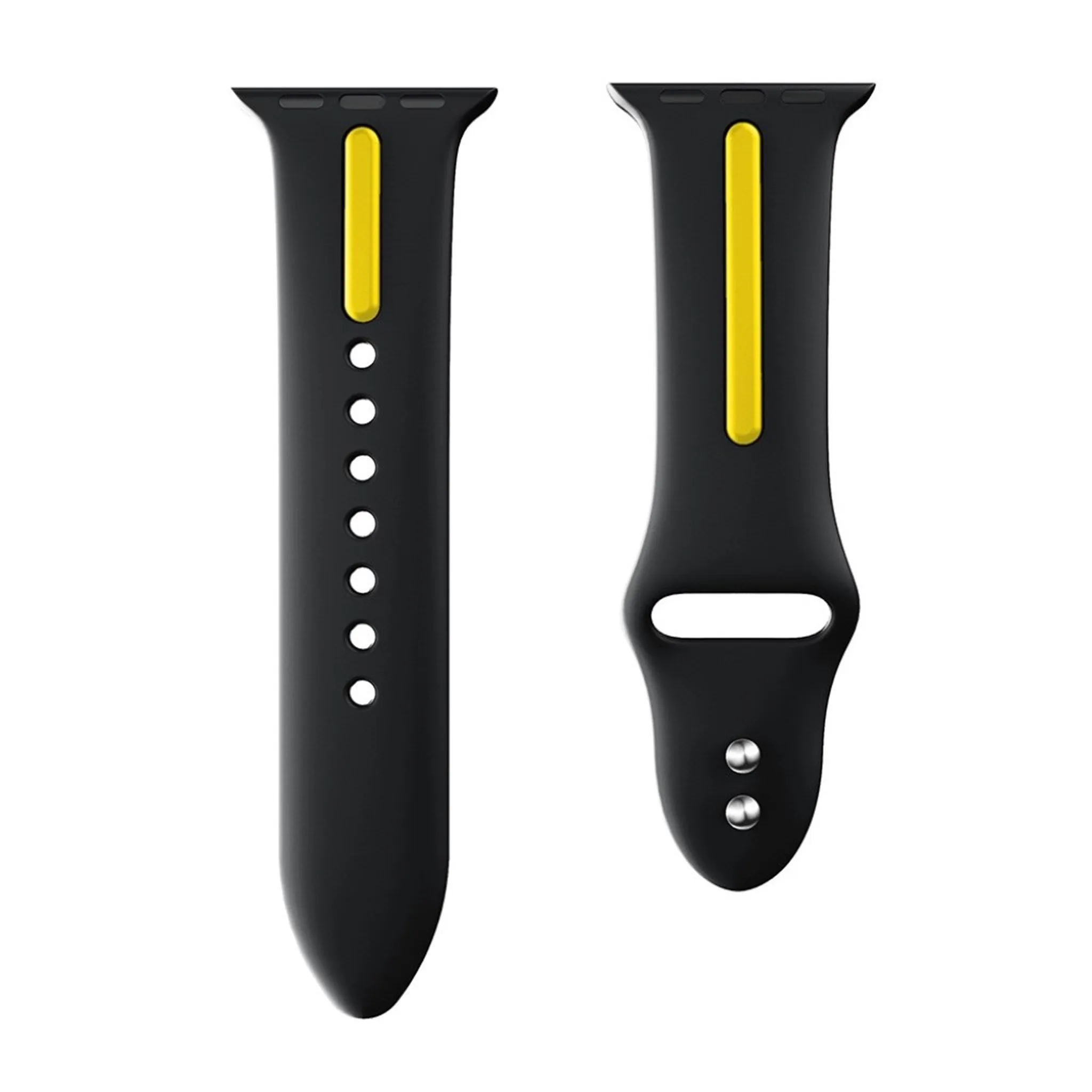 Apple Watch 42mm two-tone soft silicone watchband - Black   Yellow