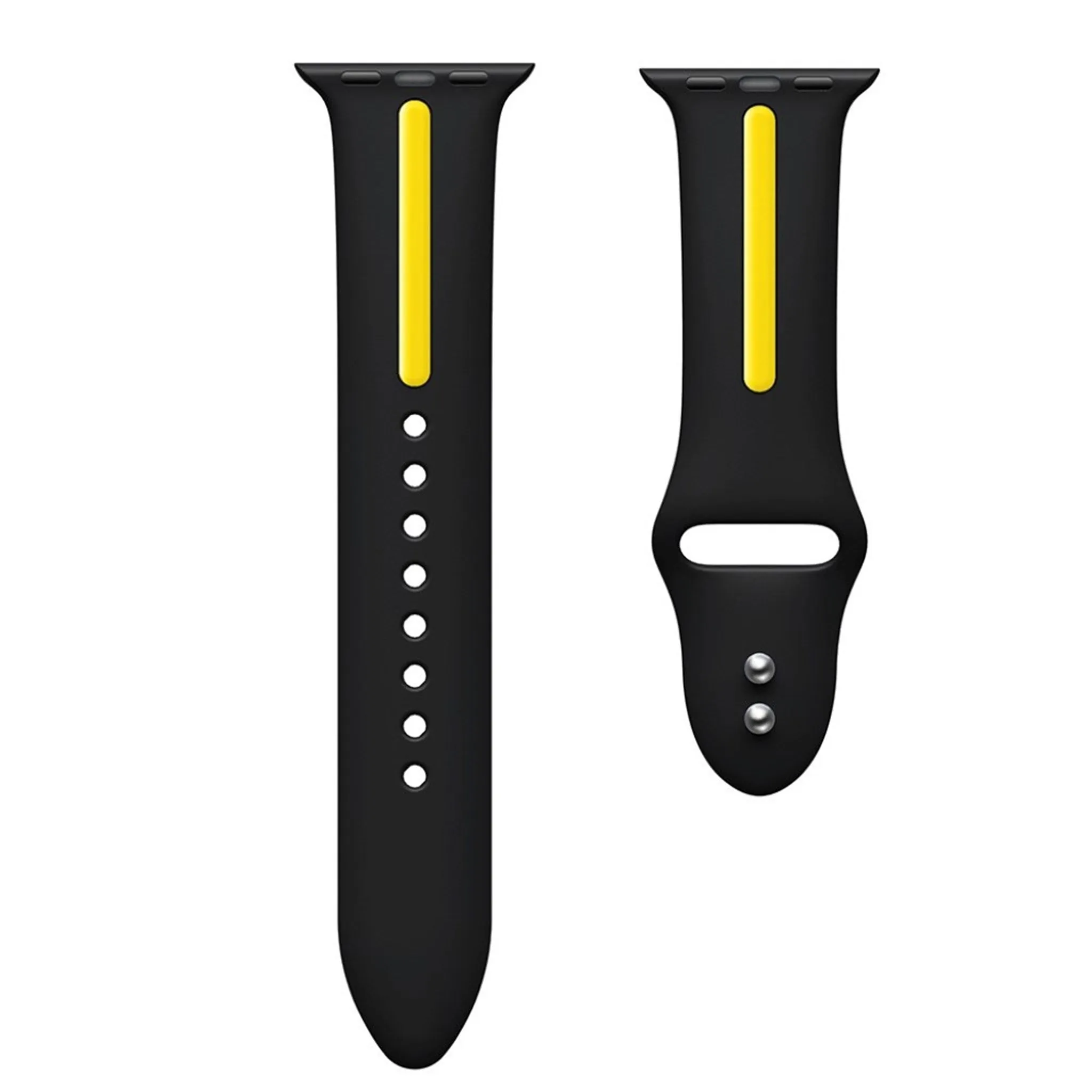 Apple Watch 42mm two-tone soft silicone watchband - Black   Yellow