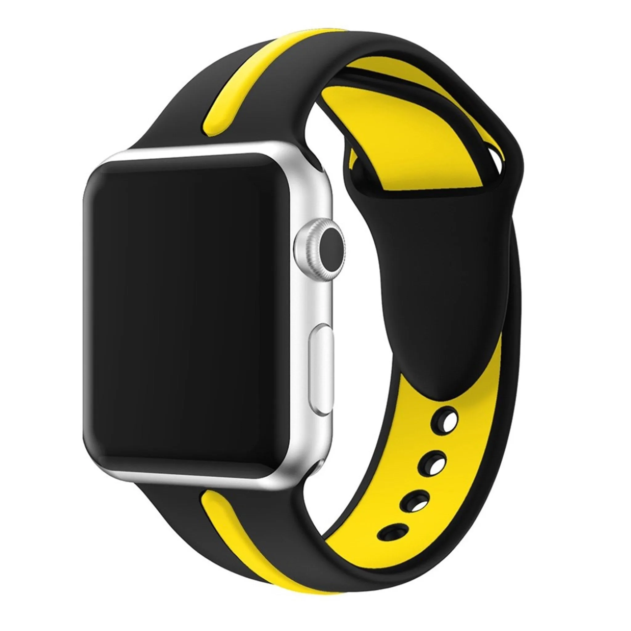 Apple Watch 42mm two-tone soft silicone watchband - Black   Yellow