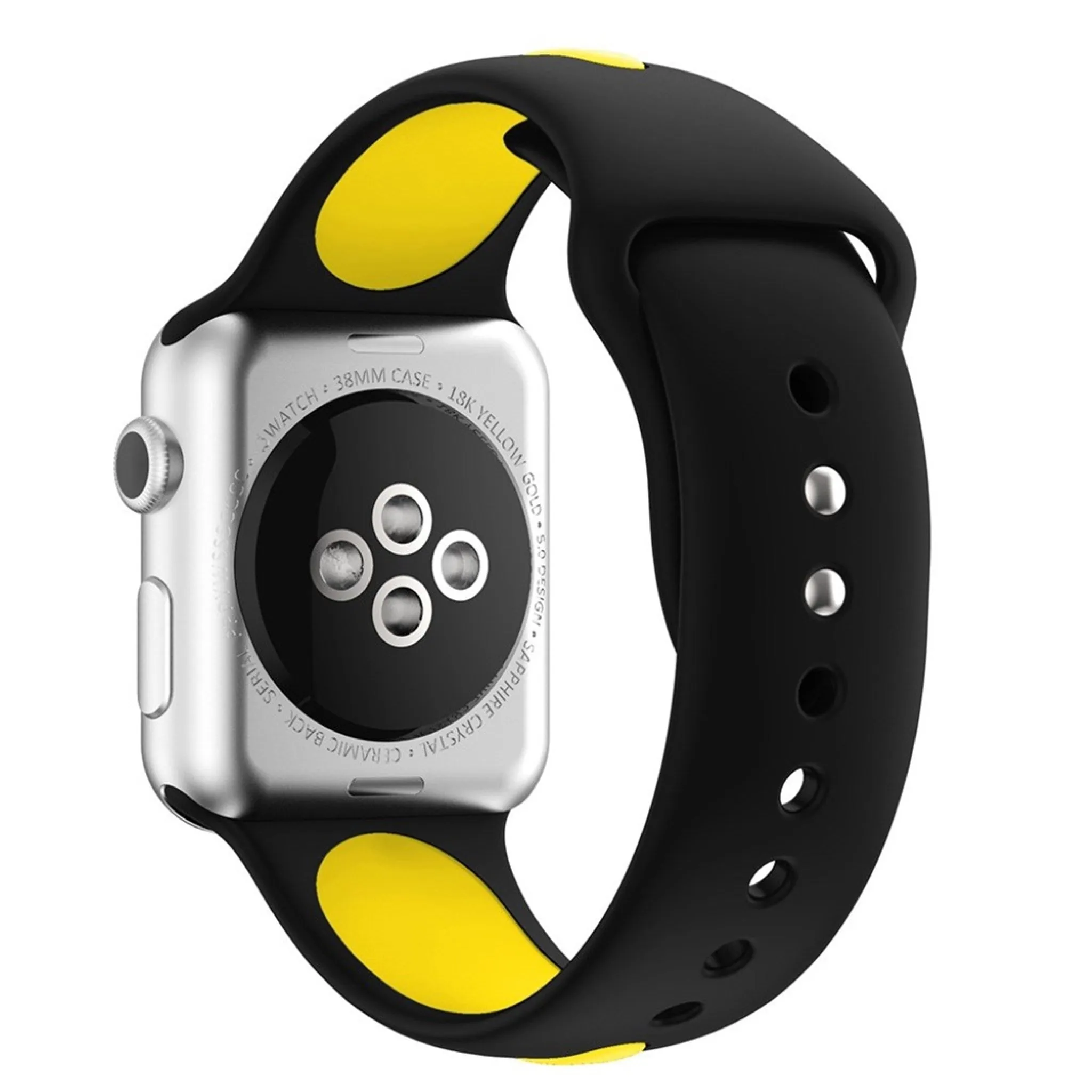 Apple Watch 42mm two-tone soft silicone watchband - Black   Yellow
