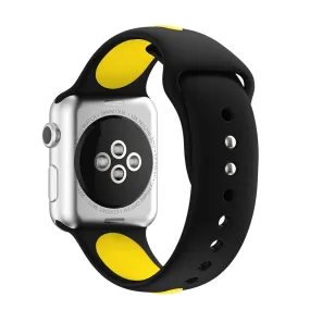 Apple Watch 42mm two-tone soft silicone watchband - Black   Yellow
